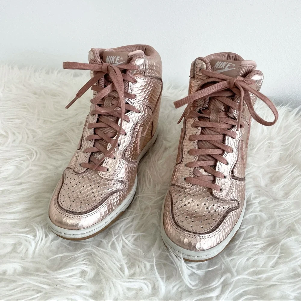 Nike Women's Metallic Rose Gold High-Top Sneakers